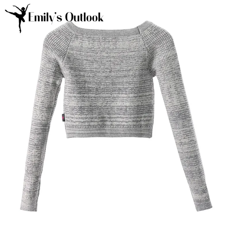 

Свитер для танцев с длинными рукавами для девочек, мягкий балетный утепленный пуловер для трико, балетный вязаный кардиган, укороченный топ, спортивный тренировочный розовый цвет