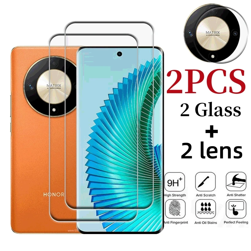 

4in1 For Glass Honor Magic 6 Lite Curved Cover Tempered Glass Honor Magic6 Lite 5 Lite 5 Pro Camera Lens Film Screen Protector