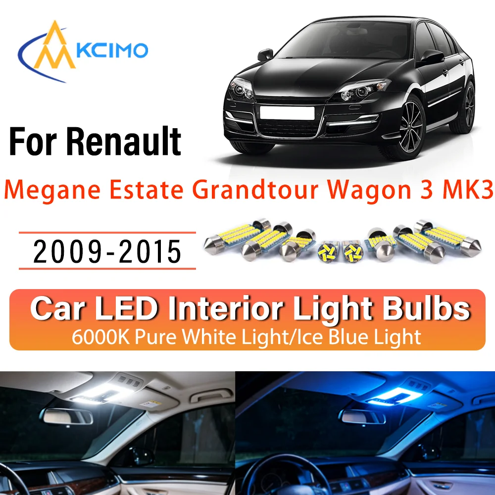 For Renault Megane Estate Grandtour Wagon 3 MK3 III 2009-2015 LED Car Interior Bulb Refit Pack Direct Fit Overhead Reading Cargo