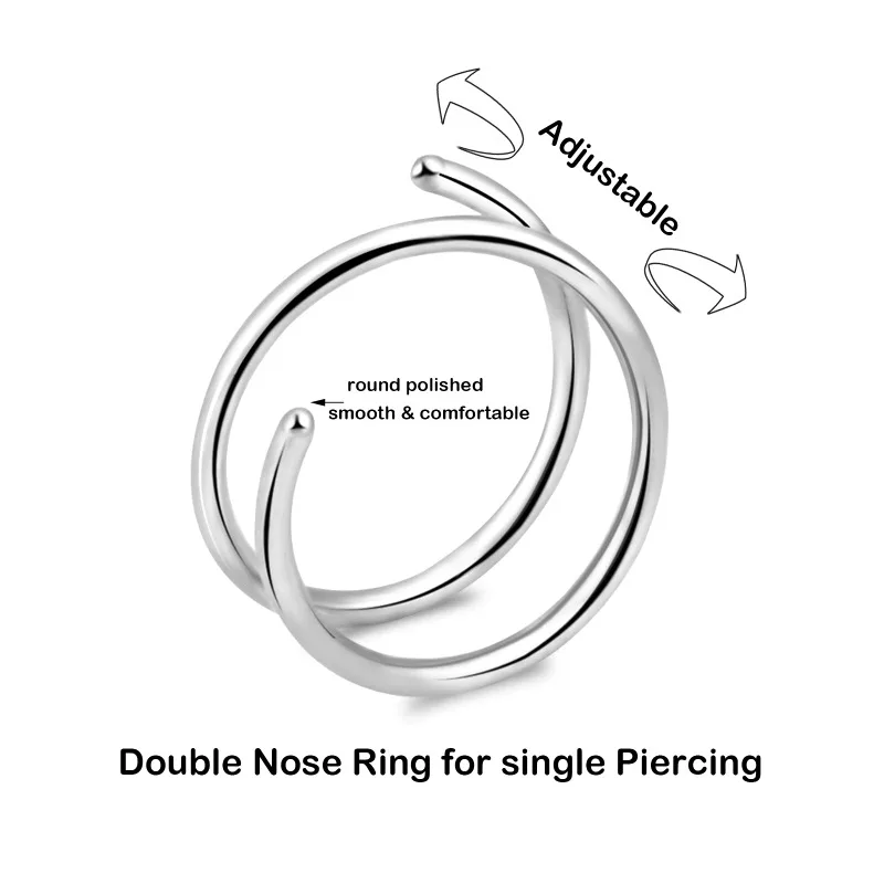 2-teiliges Set aus Edelstahl-Doppelhelix-Nasenring für Frauen, kreatives Nasenpiercing, Tragus-Knorpel-Ohrpiercing, Unisex-Geschenk – Detail 8
