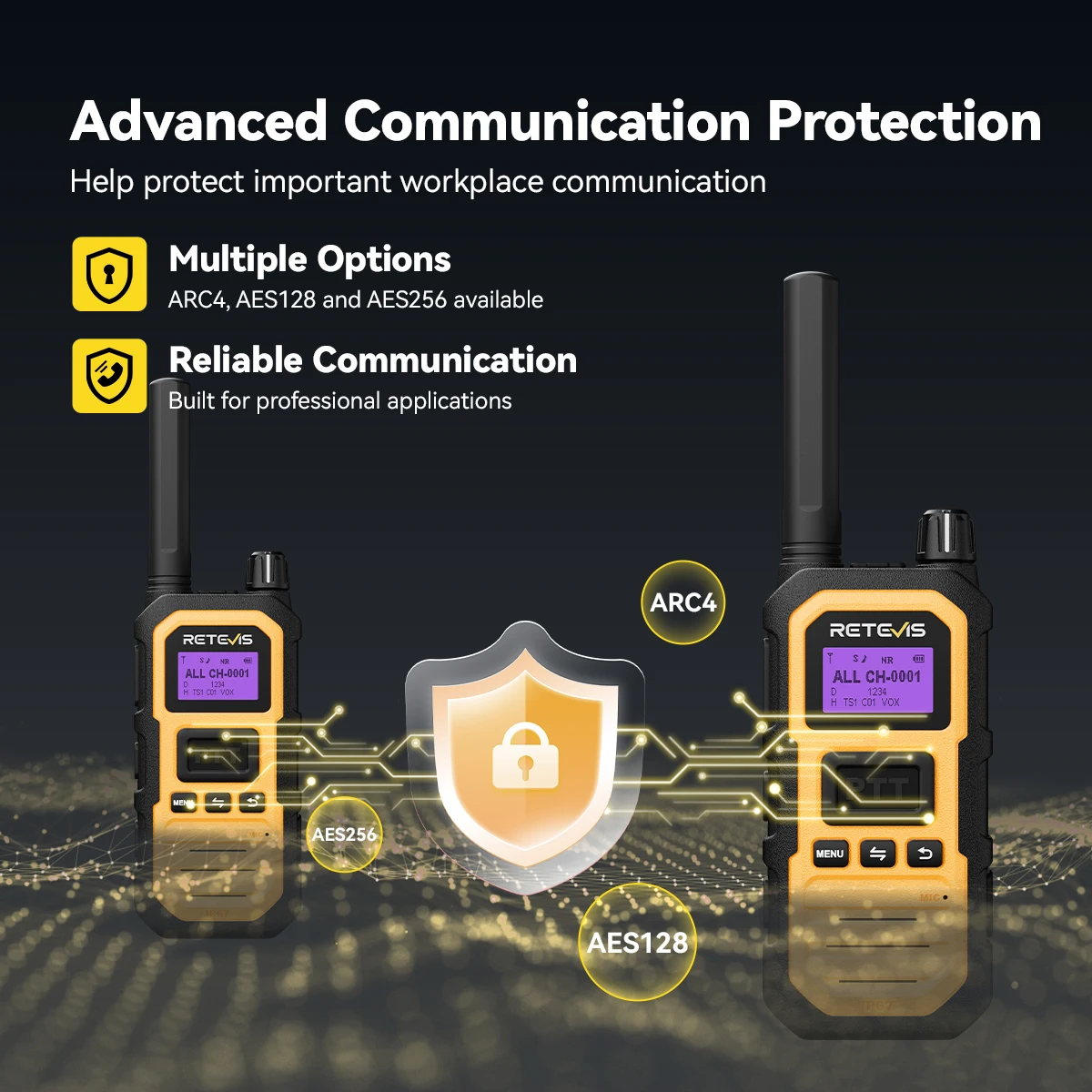 Retevis RB48D DMR Digitales Walkie-Talkie Dual-Mode Digital IP67 Wasserdicht Staubdicht Zwei-Wege-Funkgerät für Baustellen und Fabriken – Detail 6