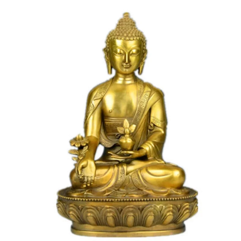 

Xiangshi Brass Pharmacist Buddha Statue Copper Tibetan Pharmacist Tathagata Statue King of Medicine Figure of Buddha Copper Stat