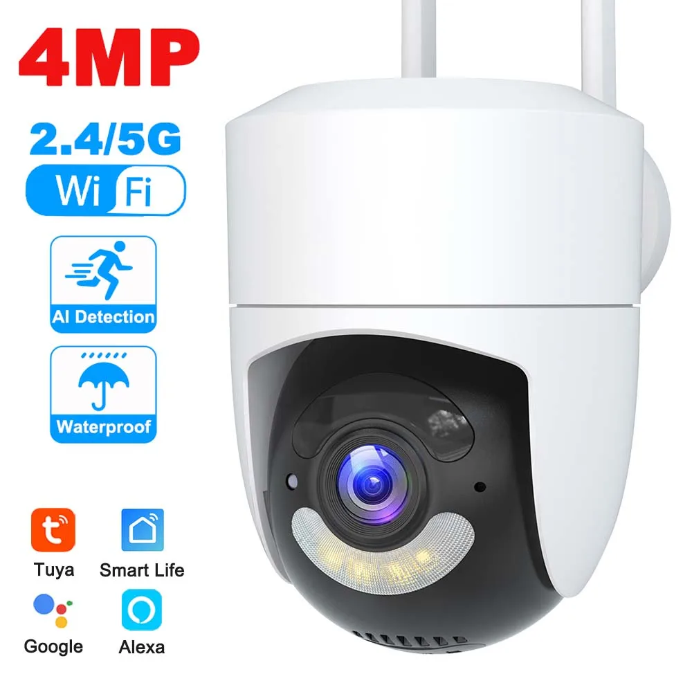 

Tuya WiFi Camera Outdoor 2K 4MP 5G Wifi Surveillance Cameras Ai Tracking Smart Home Security Protection CCTV IP Cam Alexa Google