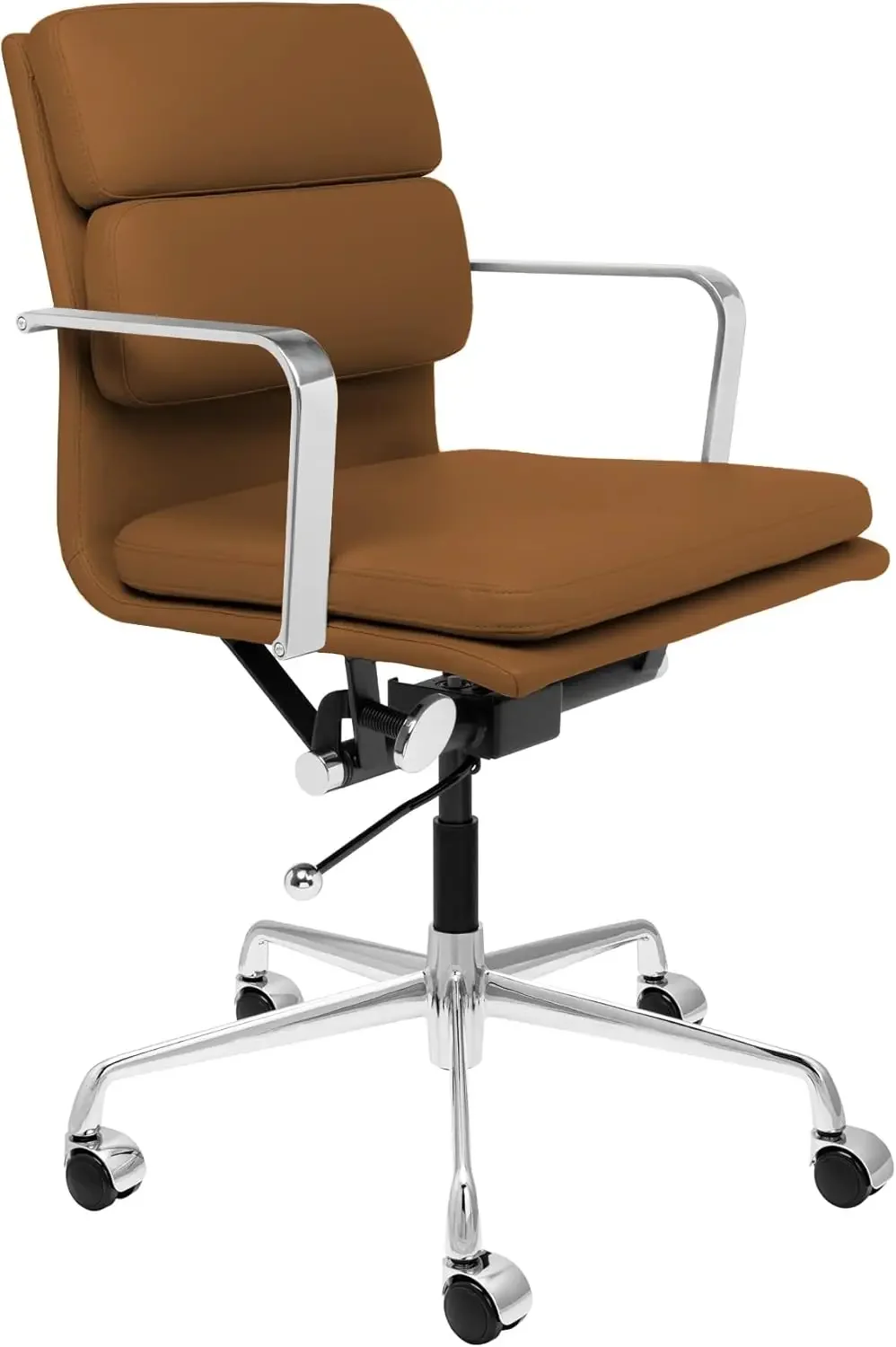 SOHO II Padded Management Office Chair - Mid Back Desk Chair with Arm Rest, Swivel & Cushion Availability, Made of Faux Leather