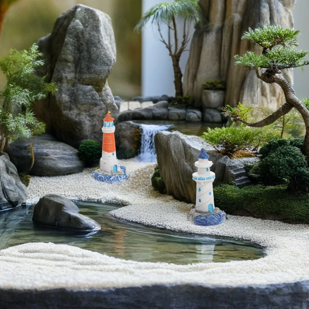 

8 Pcs Lighthouse Statues Small Figures Miniature Crafts Ornaments Fairy Garden Centerpieces