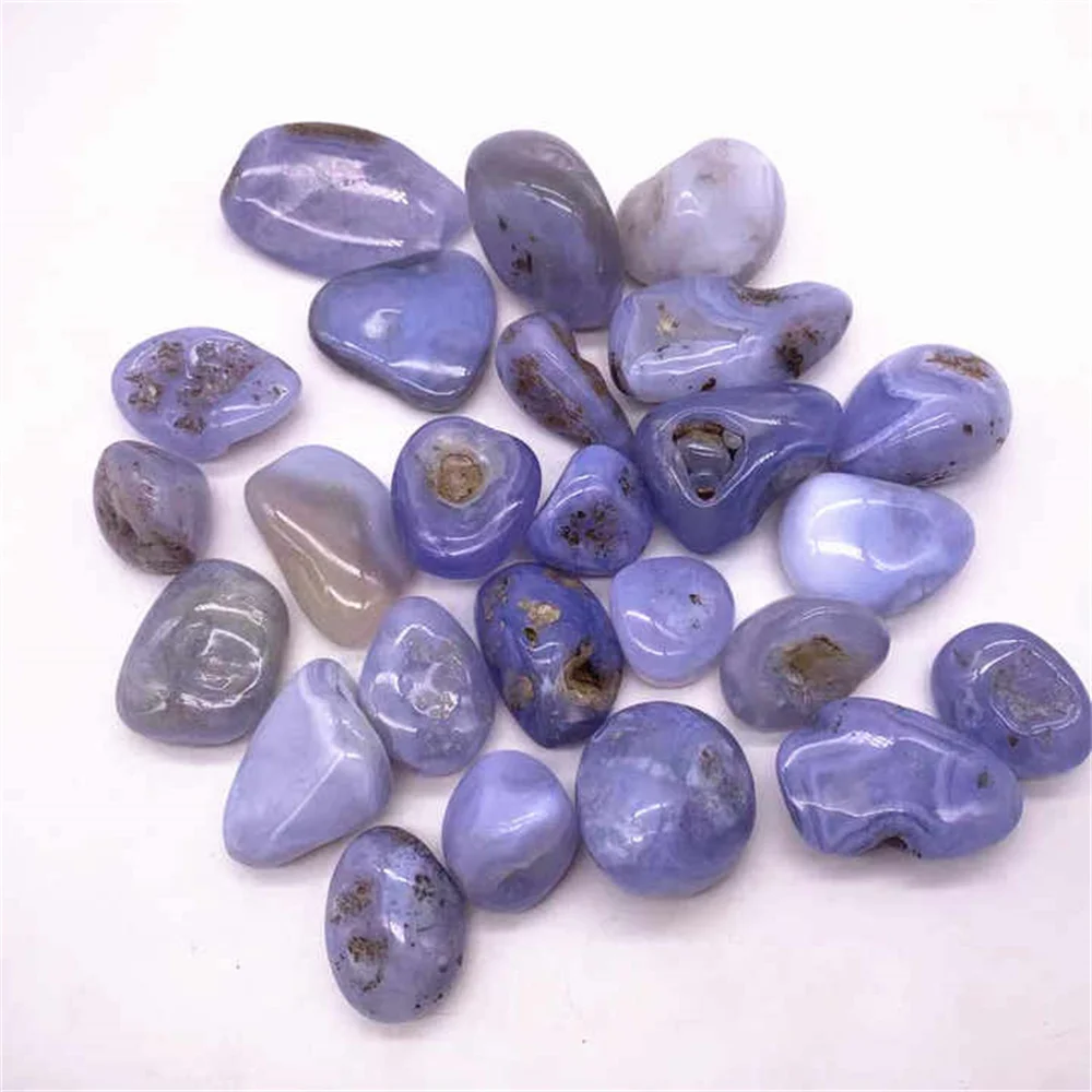 Wholesale Natural Energy Crystal Agate Gravel Blue Chalcedony Tumble Stones for Home Decorate