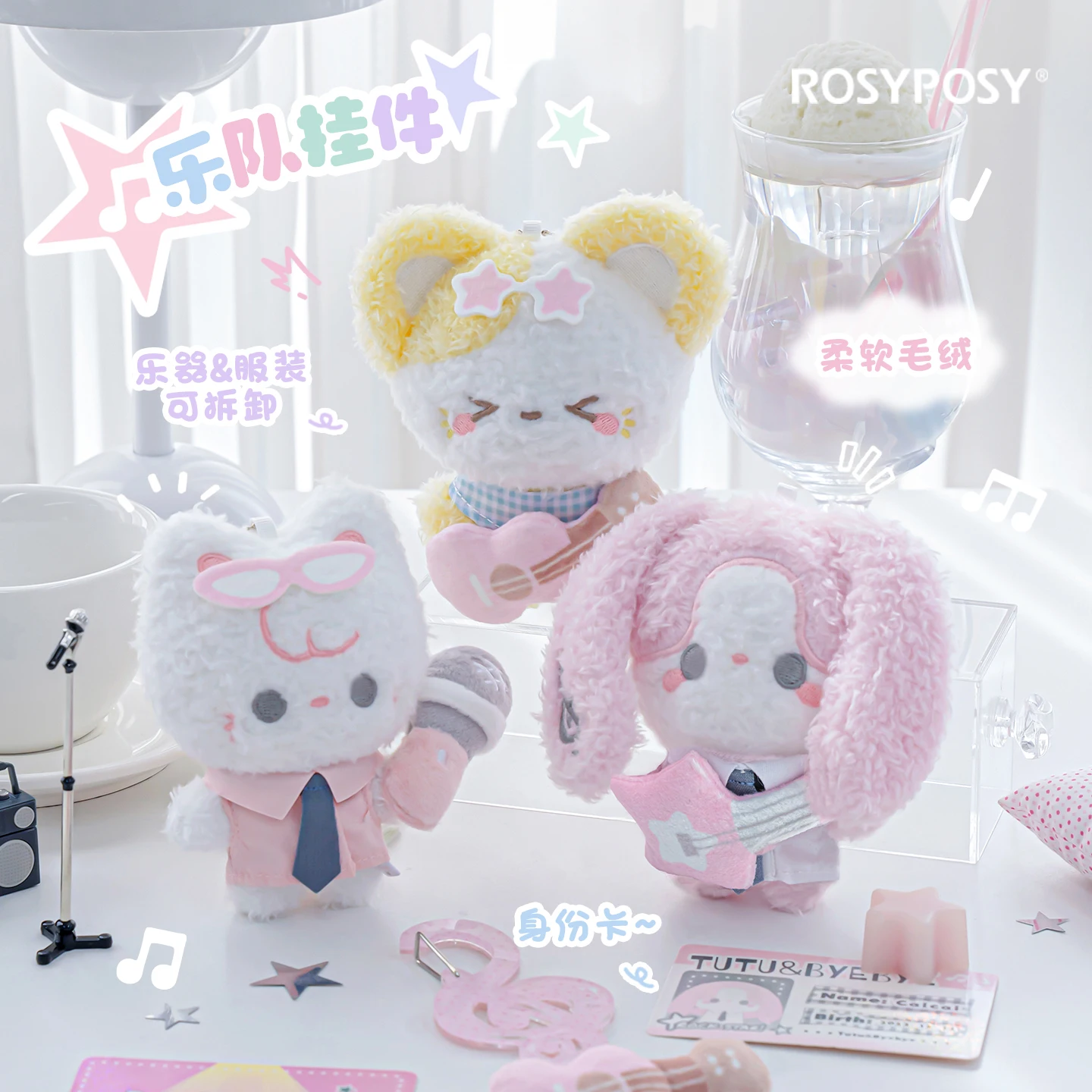 Kawaii Cartoon Plush Band Pendant Student Backpack Cute Pendant for Children's Festival Greetings Gift Creative Stationery