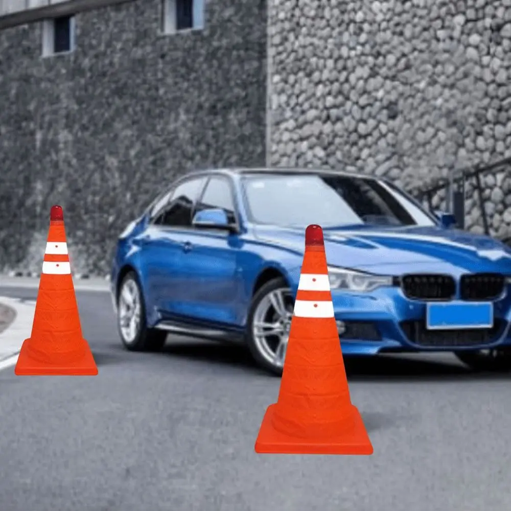 

Оранжевый светодиодный светоотражающий конус с откидной конструкцией, светоотражающими полосами и потолочным светильником для дорожных работ