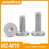 JUIDINTO 2-50pcs Hex Socket Ultra Thin Super Low Flat Wafer Head Screw Bolt M2 M2.5 M3 M4 M5 M6 M8 Stainless Steel CM Screw