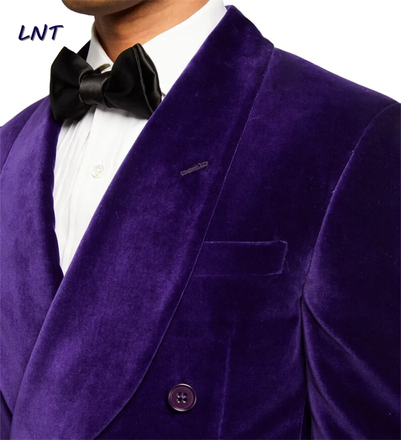 Casaco masculino roxo veludo duplo breasted blazer casamento noivo casaco jantar jaqueta