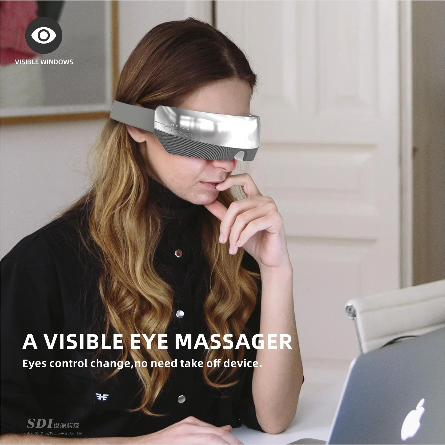 スマートライブラリーABS充電式電動アンチリンクルアイリラックスケアマッサージャーアイマッサージャーツール（温熱圧縮機能付き）