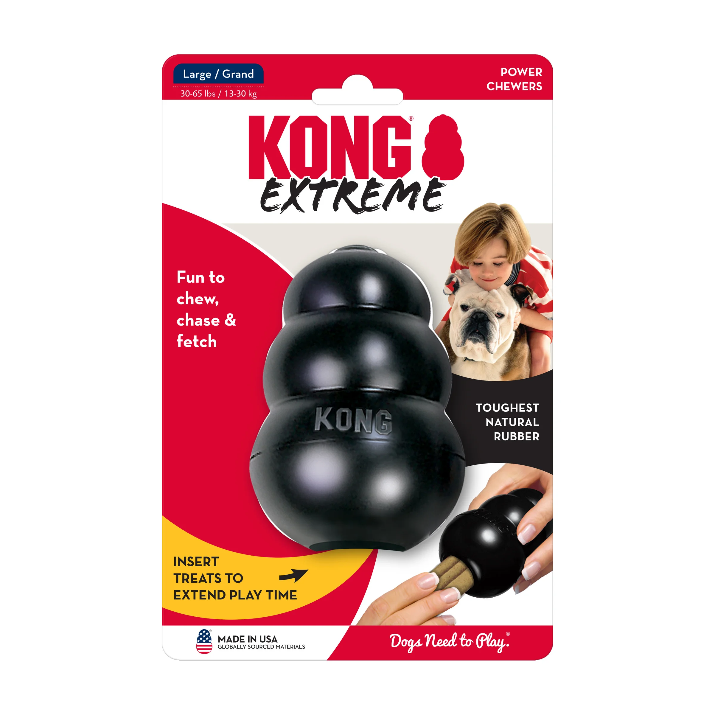 KONG Extreme Dog Toy - Ultra-Durable Rubber Chew Toy for Power Chewers, Treat Dispensing & Fetch (XS-XXL)