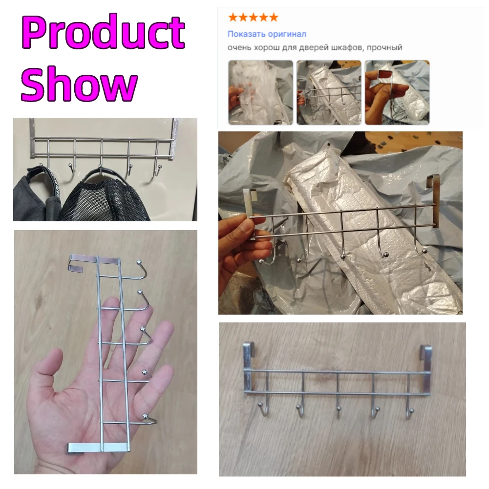 Robuster Edelstahl 5-Haken-Schranktürhaken 24,5x9x2,39 cm Kleine Türhaken Kleider- und Handtuchaufbewahrung für Zimmer