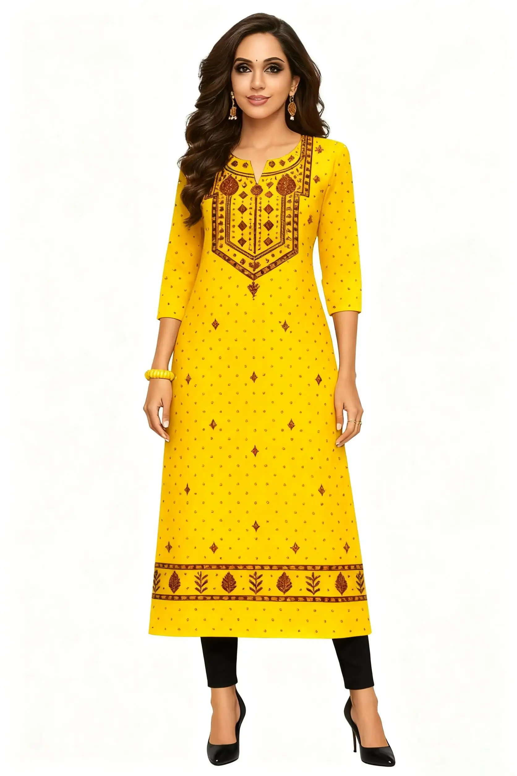 National style Muslim Women Kurtta Casual Dress Slit hem Straight Casual Ethnic Mandarin 3D Design Abito Donna Turkish Abaya 4