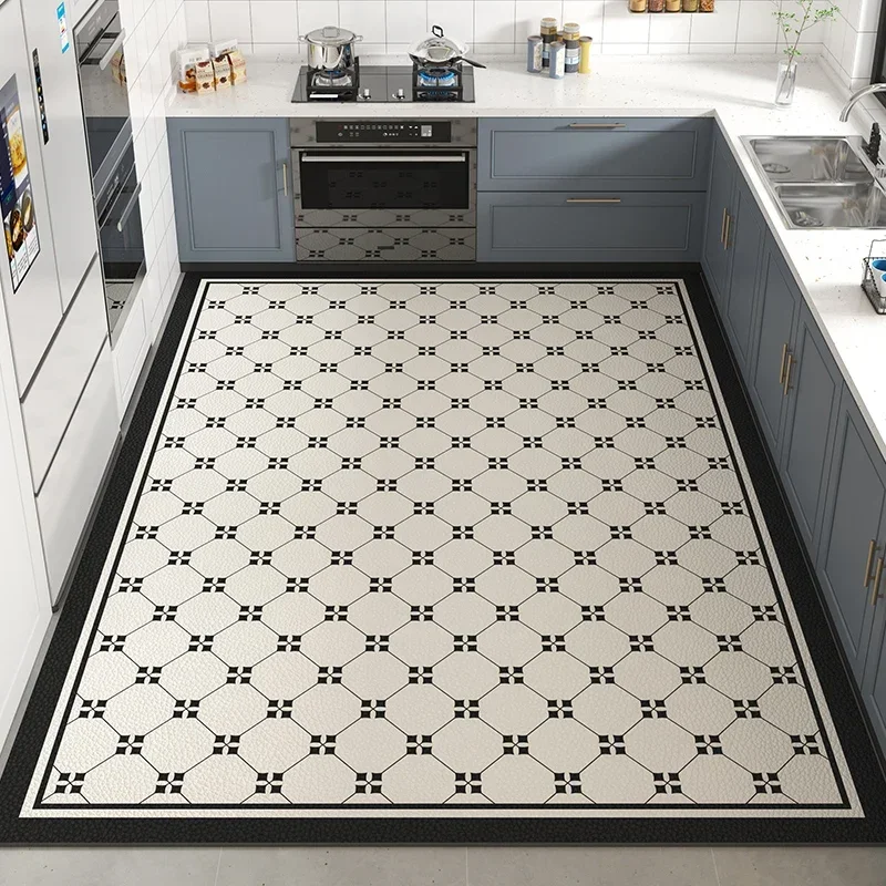 

Luxury Kitchen Mat Oversized Waterproof Pvc Floor Mats Oil-proof Carpet Non-slip Large Rug Home Decoration Plaid Area Rugs 주방 카펫