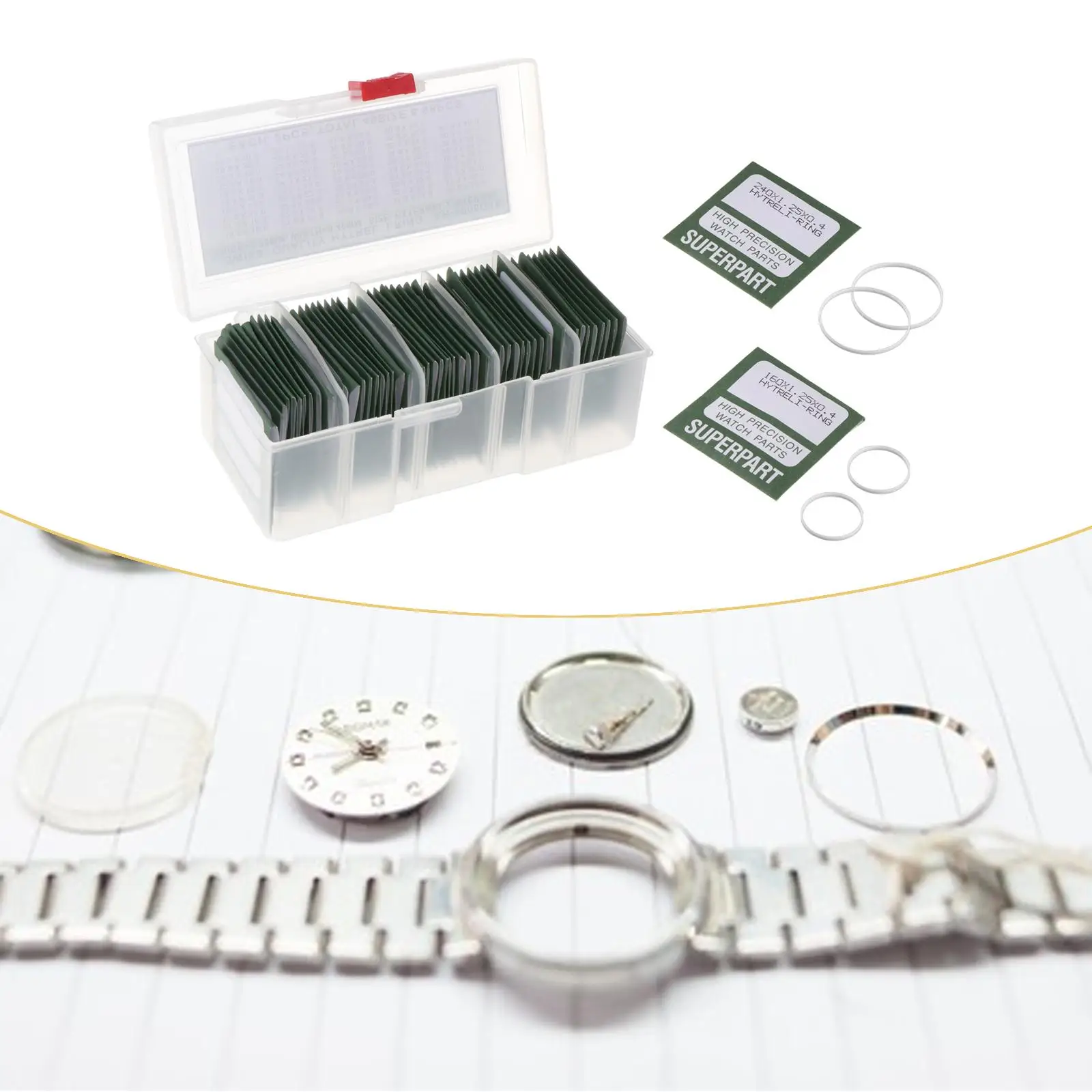 98x Watch Front Cover Gaskets, Watch Front Washers Glass Sealing Rings Replacement Repair Parts O Rings