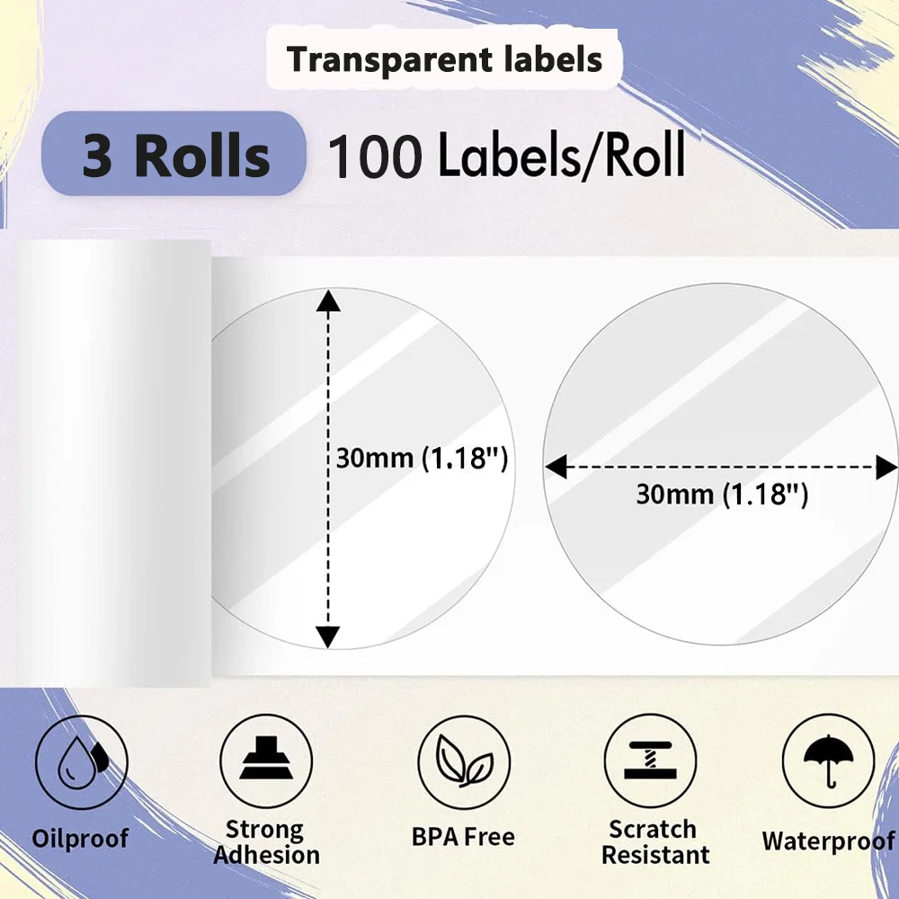 3 rolls M110 transparent round label 1.18\