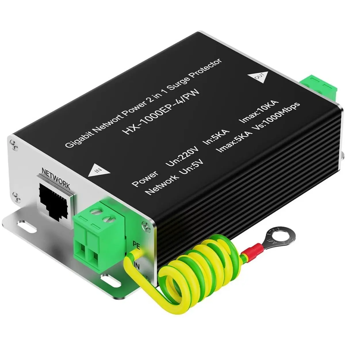 “QUALITY EXCELLE“Gigabit 1000Mbps Network Power 2in1 Surge Protector Ethernet Protection Device for IP Camera PoE Switch Guard