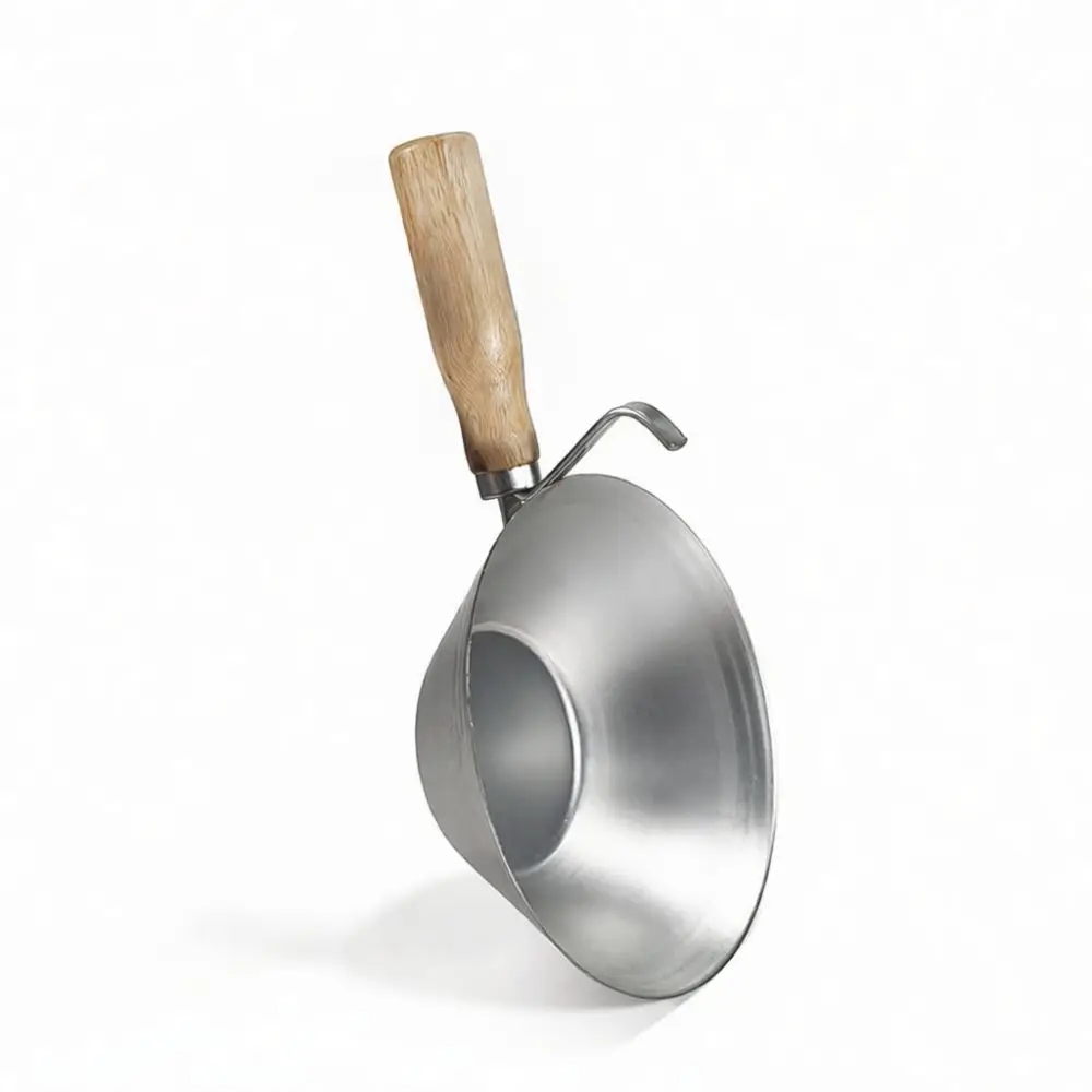 Penggong Galvanized Iron Cement Bowl Construction Tool Masonry Mortar Mixing Basin Heavy Duty Wood Handle Plastering Container