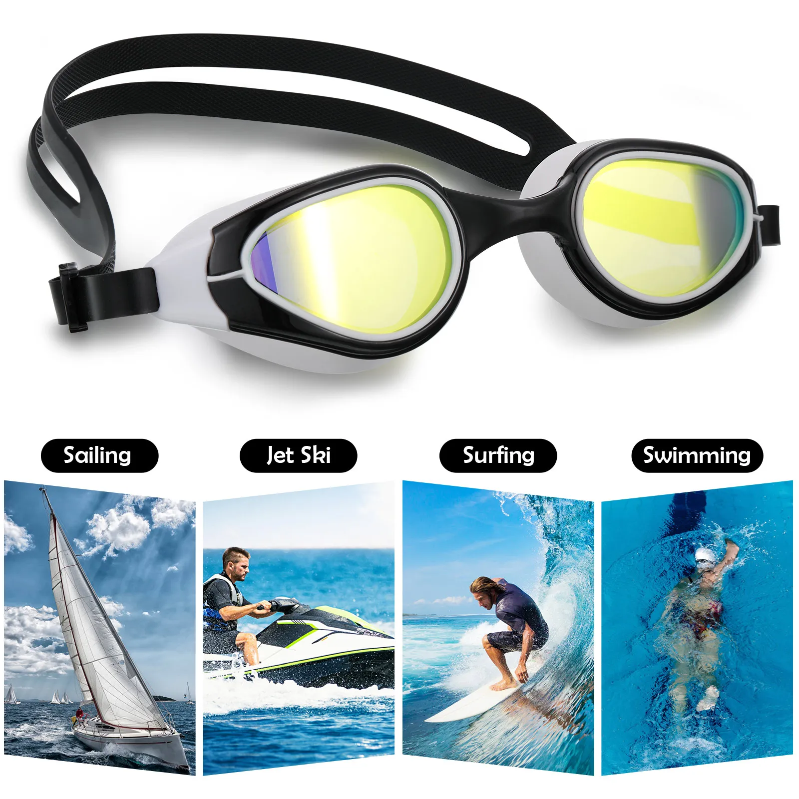 

Очки для плавания с подводным плаванием, профессиональные очки для обучения взрослых, Противотуманные Солнцезащитные очки для женщин и мужчин, белые