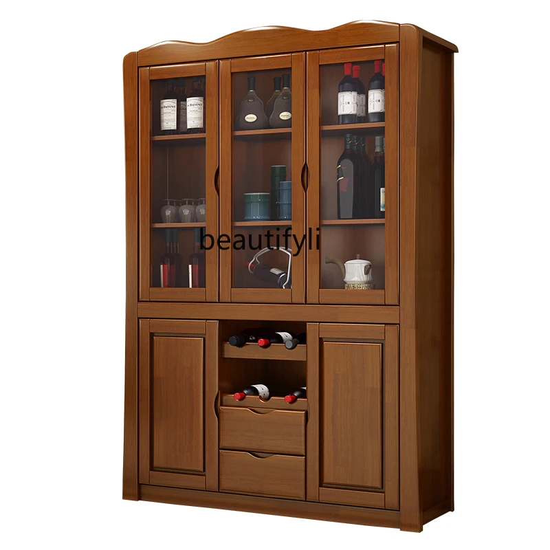 

Винный шкаф из массива дерева, китайский современный простой шкаф для гостиной, коридор, стеклянный шкаф для хранения