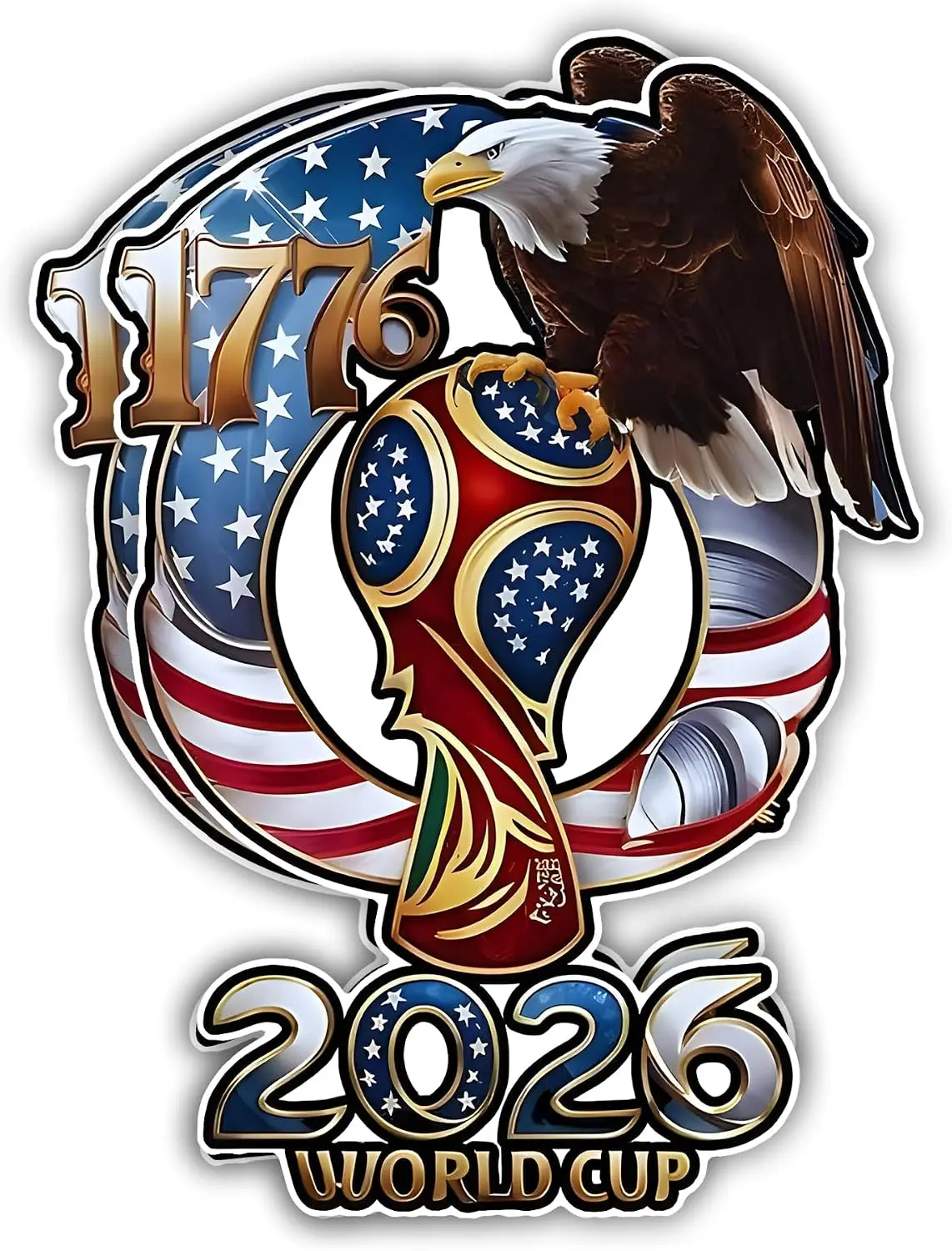 2 Pack 1776 2026 USA Eagle Waterproof PVC Sticker For Car Window And Travel Journal Creative Graphic Decoration Decal
