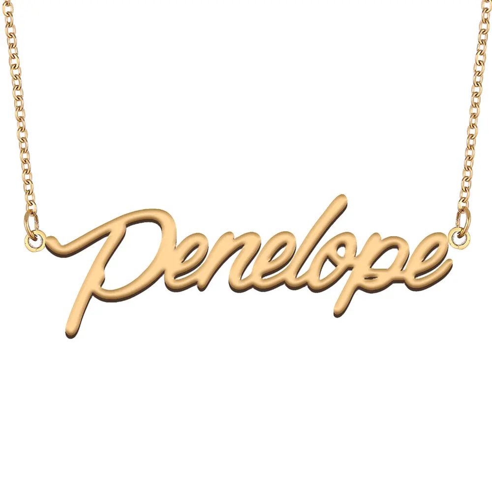 

Penelope Name Necklace for Women Stainless Steel Gold Color Nameplate Pendant Jewelry Letters Charm for Her Mother Gift