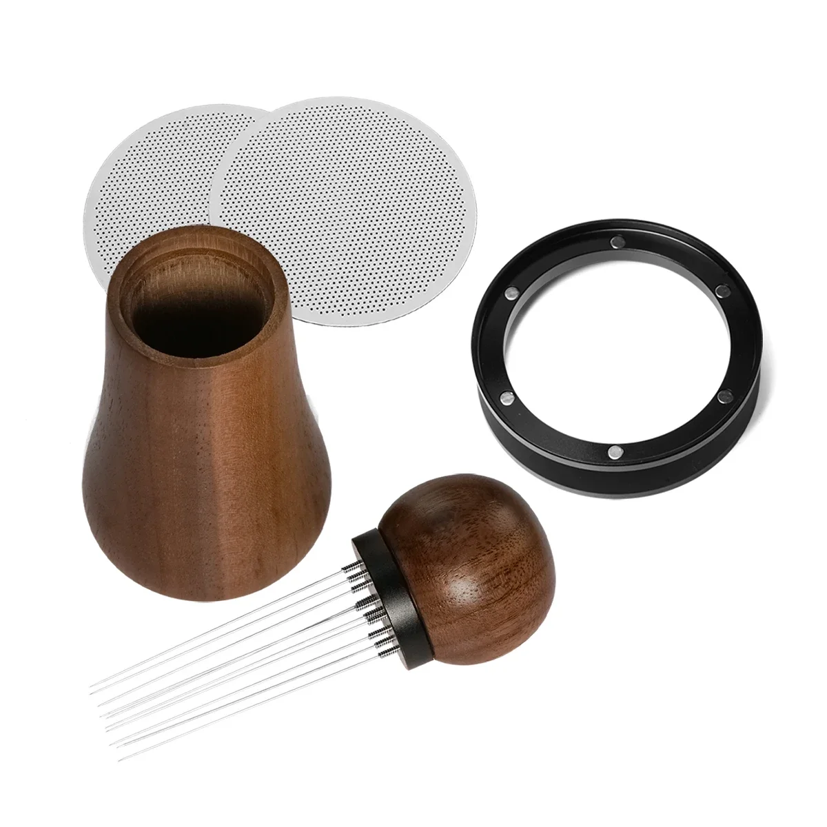 

Espresso Accessories Kit WDT Tools Espresso Coffee Stirrer Dosing Funnel Puck Screen Portafilter Dosing Ring Small paper packet