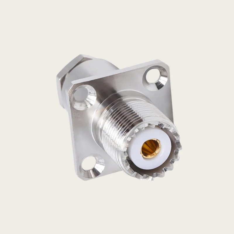 

1pcs SO239 PL259 UHF Female 4-hole flange Clamp Solder RG58 RG142 LMR300 LMR400 RG8 RG213 RF Coaxial Square plate connector