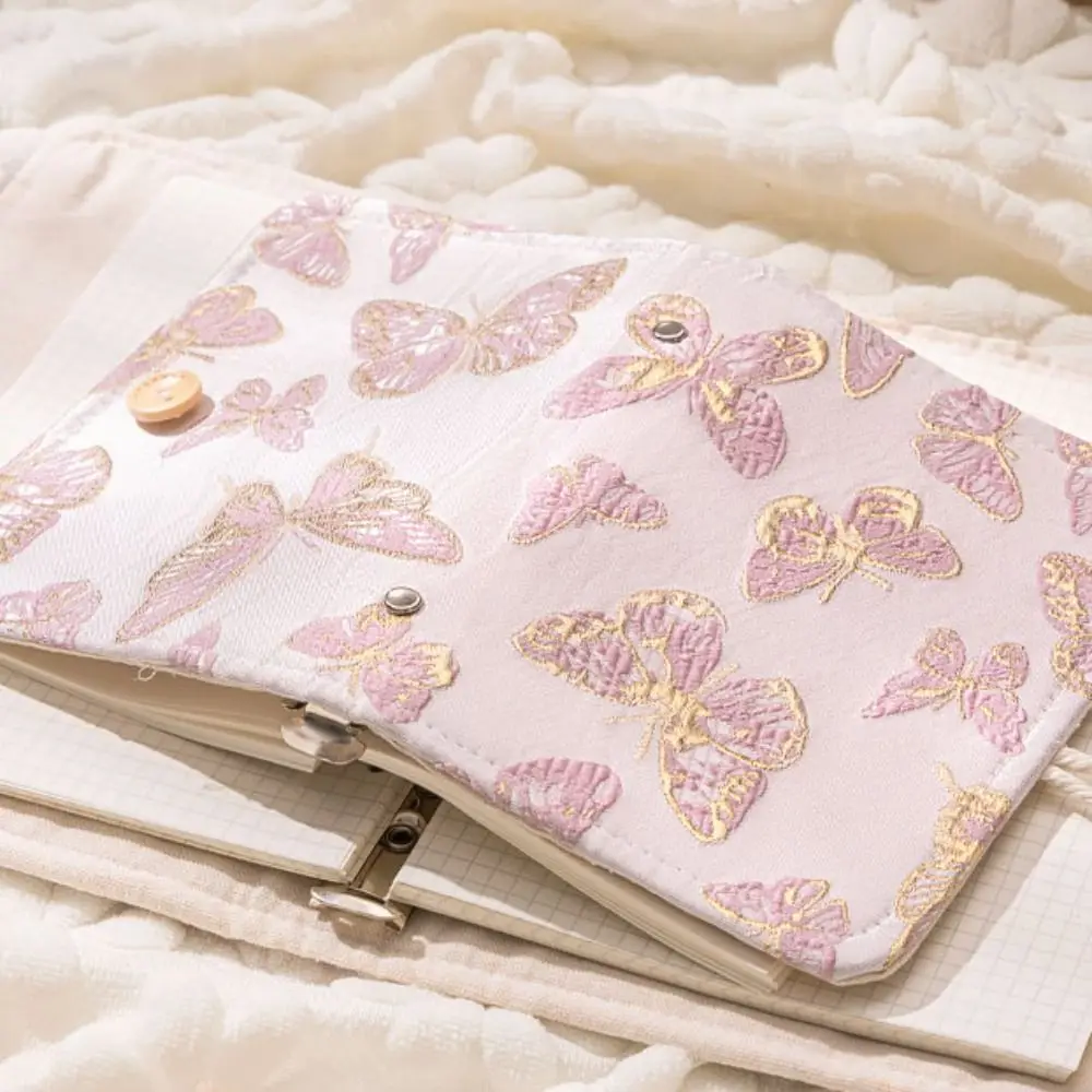 90Sheets Butterfly Cloth Notebook 6-hole Line Grid A5 A6 Writing Handbooks Stationery Student Diary Office Notebook