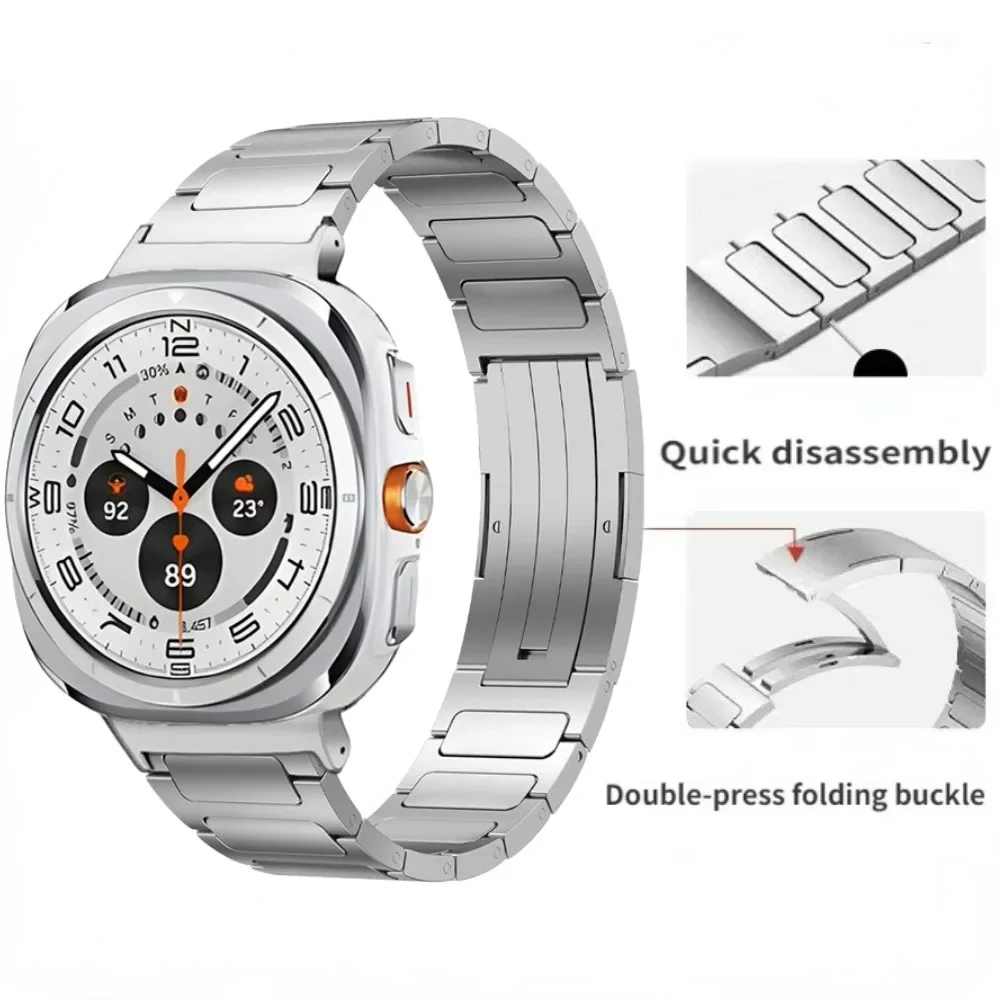 Pasek ze stopu tytanu do zegarka Samsung Galaxy Ultra 47 mm Metalowa bransoletka ze stali nierdzewnej do paska Galaxy Watch 7 Ultra 47 mm