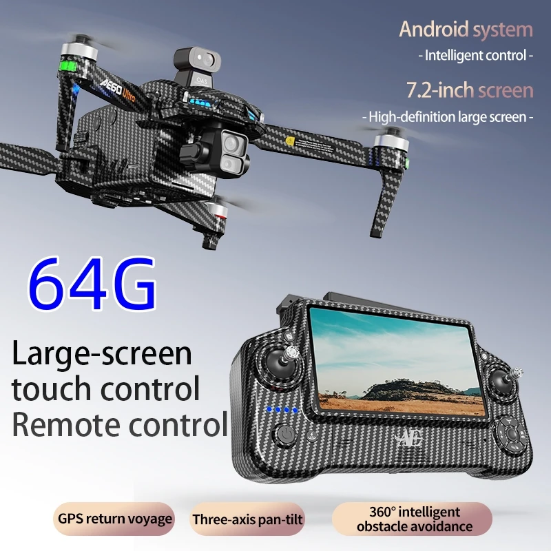 AE60 ألياف الكربون RC كوادكوبتر مع نظام Gimbal ثلاثي المحاور للتحكم عن بعد بدون طيار بنقرة واحدة للإرجاع للتصوير الفوتوغرافي