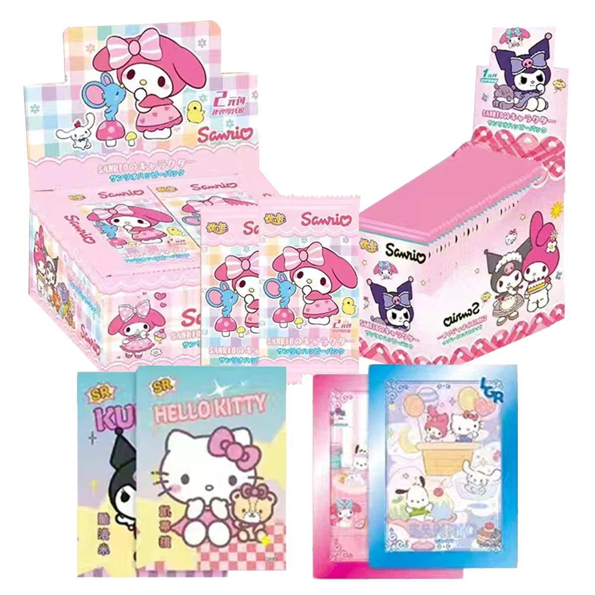 

New Sanrio Kuromi Cards Collection Cards Hello Kitty Melody Trading Card Game My Cartoon Cute Toy Hangyodon Gift Wholesale