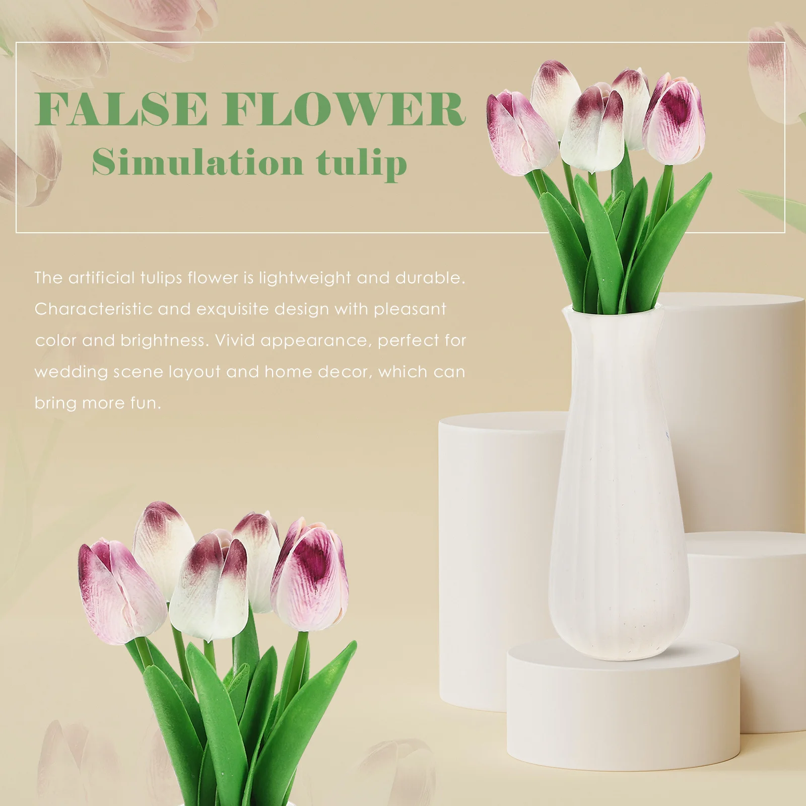 

5Pcs Fake Tulip Flowers Artificial Spring Home Decor Wedding Party Desk Decoration Lifelike Faux Tulip Arrangement