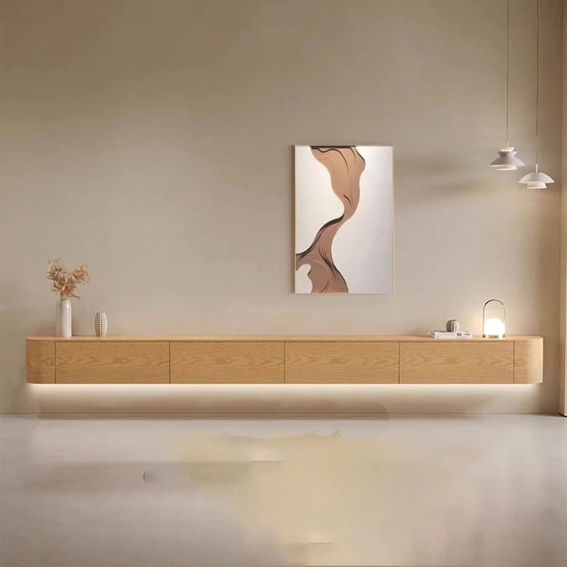 

Solid Wood Suspended TV Cabinet for Modern and Minimalist Living Room Wall-mounted TV Storage and Storage Cabinet Simple