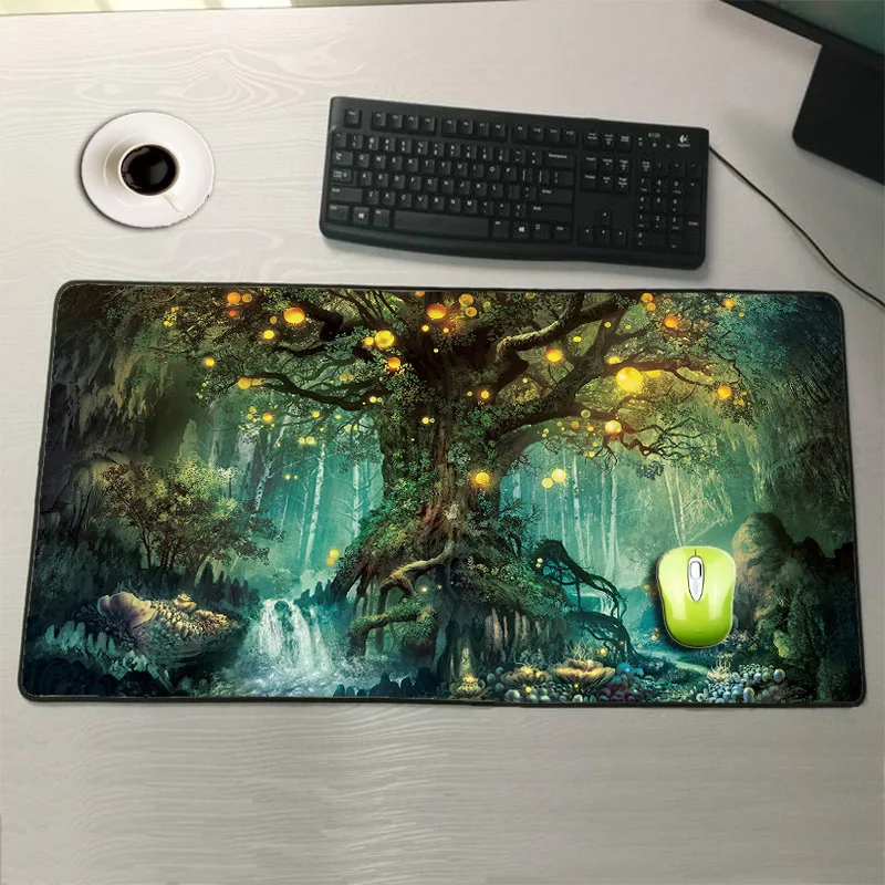 Mairuige Landscape Tree Desk Pad Large 900*400mm Gaming Mouse Pad Mat PC Anti-slip Mouse Mat Computer Offices Big Mousepepad