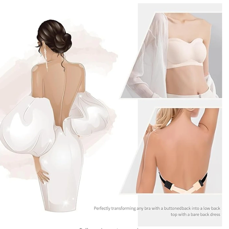 2 PCS Low Back Bra Converter Bra Converter Bra Adjustable Backless Underwear Extension Buckle Dress Bra Bridal Bra