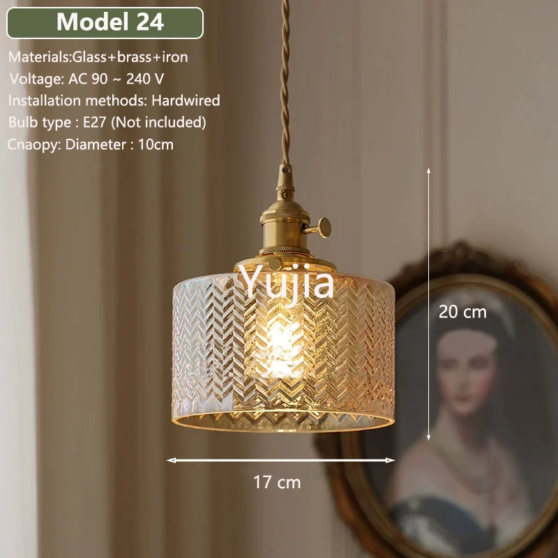 Hanglamp in meerdere stijlen Amberglas Lmapshade Messing Vintage bedlampje Verstelbare hanglamp Keukeneiland Eetkamer