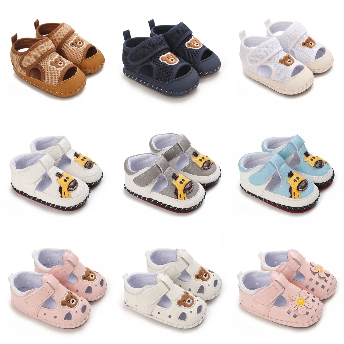 

Новая обувь для девочек, обувь на плоской подошве для дошкольников, высококачественная мягкая резиновая подошва, противоскользящая, летняя, с милым мультяшным рисунком, обувь для первых прогулок, 0-18 месяцев