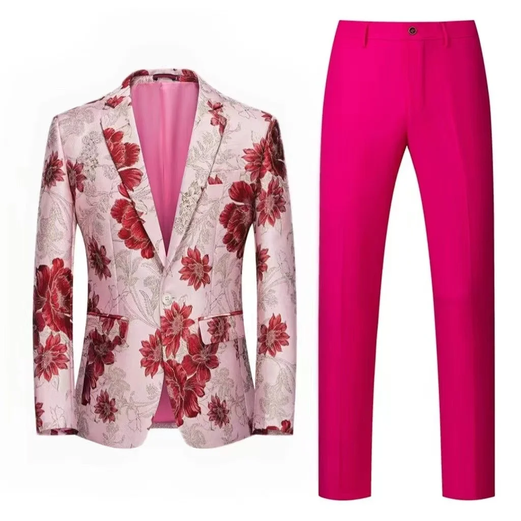 

BK167New мужской облегающий Свадебный костюм с принтом костюм-тройка в деловом стиле