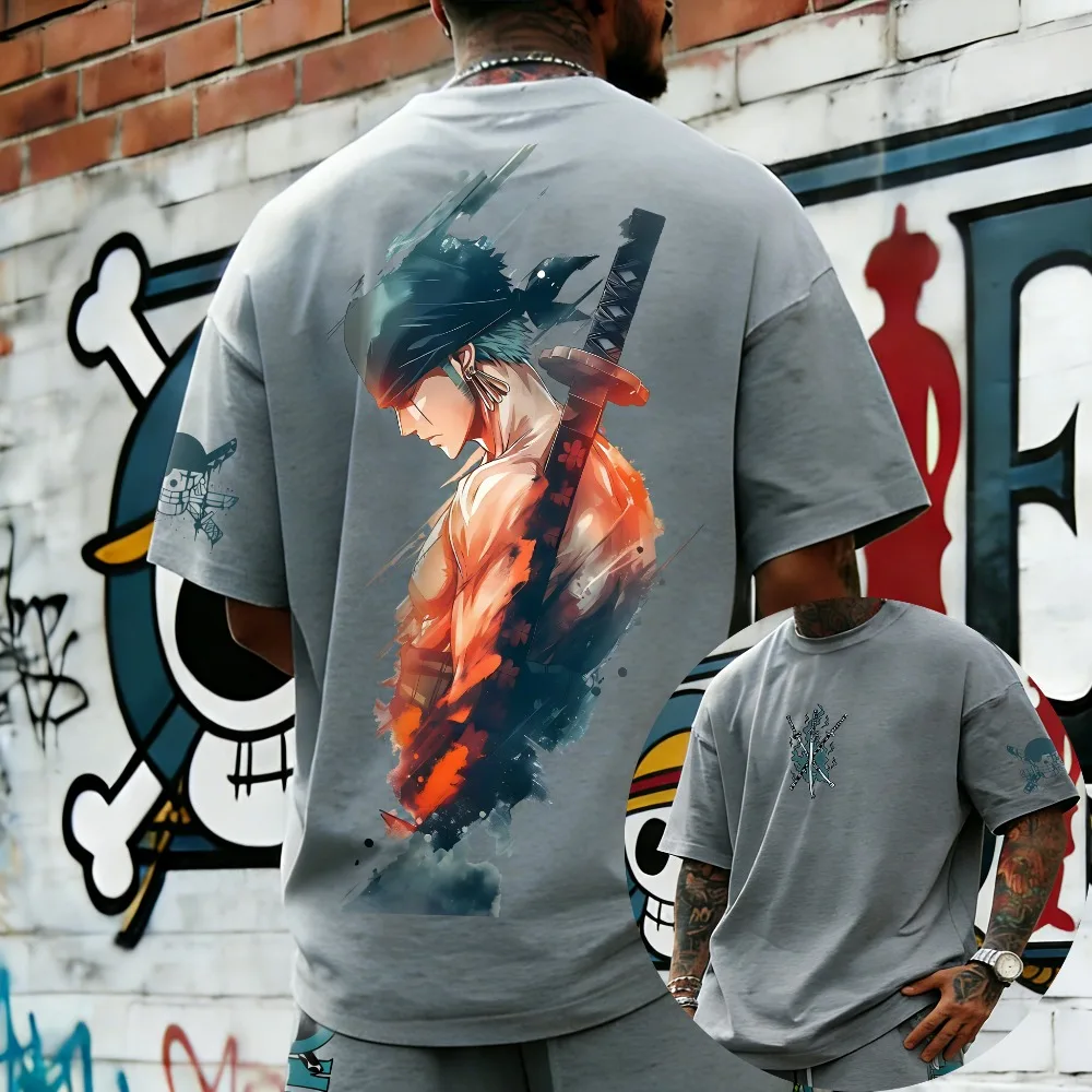 

Oversized Cosplay Costume One Piece Roronoa Zoro 2026 Summer Harajuku Anime Printed Y2K Hip Hop Casual Unisex T-shirt
