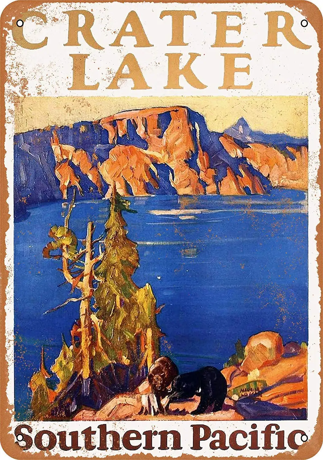 8 X 12 Metal Sign - 1928 Southern Pacific Railroad to See Crater Lake