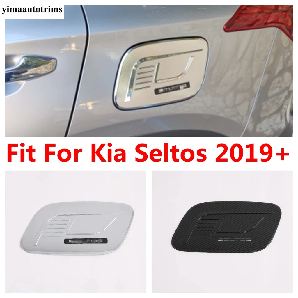 

ABS Car Exterior Fuel Tank Oil Cap Trim Decoration Cover For Kia Seltos 2019 2020 2021 2022 Chrome / Carbon Fiber Accessories