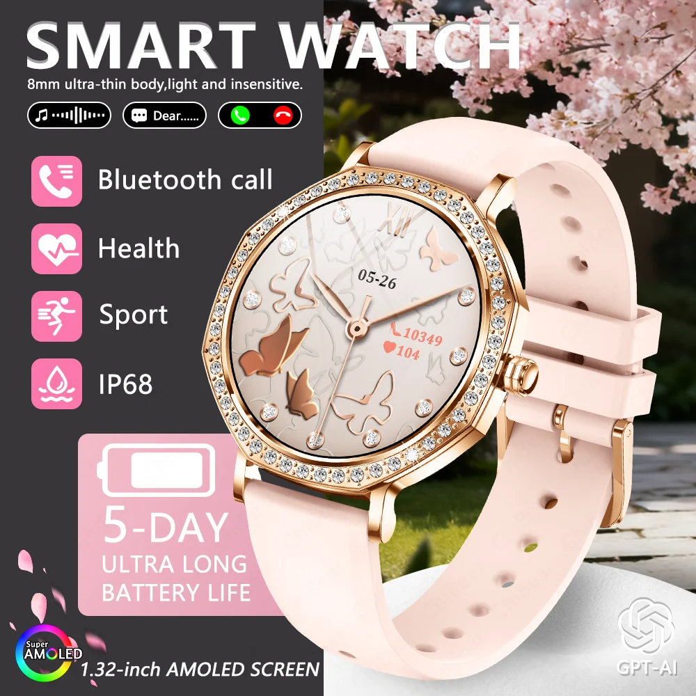 

2025 New Women Fashion Bluetooth Smartwatch Woman's Watch 5 Mini Sports Tracker Heart Rate & Oximetry Monitor Health Smart Watch
