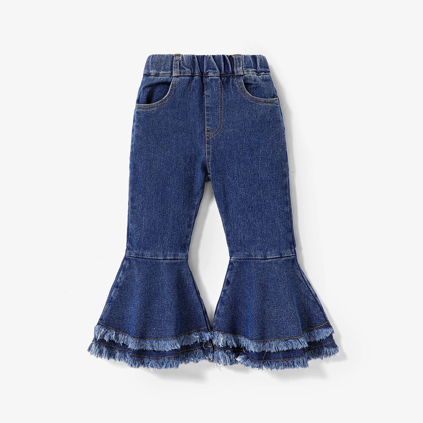 PatPat Kid Girl Sweet Ruffle Edge Denim Jeans