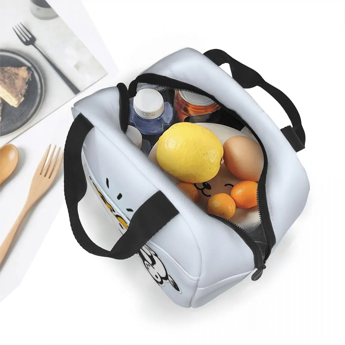 Pochacco Kawaii isolierte Lunch pakete auslaufs ichere Cartoon Mahlzeit Behälter Thermo beutel Lunchbox Tote Arbeit Outdoor Food Bag