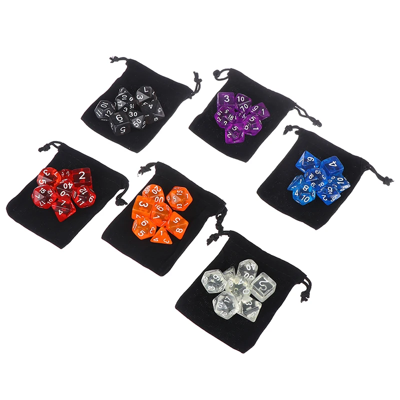 7pcs/set DnD Polyhedral Dice Set for Tabletop Games RPG MTG D4 D6 D8 D10 D% D12 D20 6Colors for Choose Hot