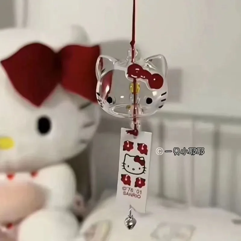 Hello Kitty Kawaii Sanrio Ins Fashion Wind Chime Cute Cartoon Sweet Mini Car Pendant Birthday Gifts Accessory Lovely Toys