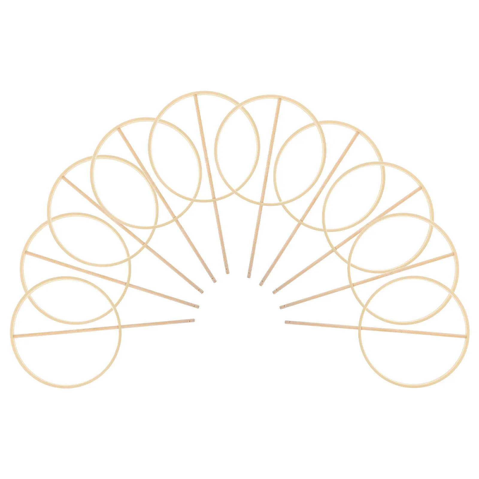 10Sets DIY Chinese Round Fan Frame Hand Fan Making Kit for Wedding Home Stage Craft Decoration Supplies Round Hand Fans Handle