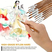 12Pcs Artist Paint Brush Set - Versatile Pointed & Round Tips for Watercolor, Acrylics, Ink, Gouache, Oil, Tempera 5